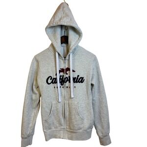 Reflex California Republic Zip Up Hoodie Mens Size Large Heather Grey JK317